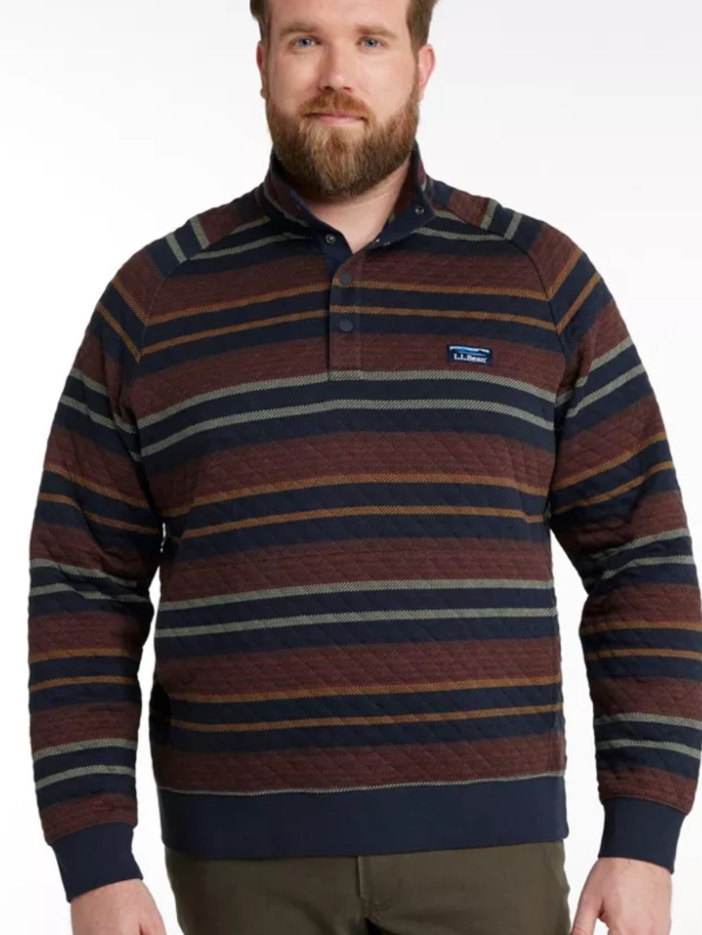 L.L. Bean Men’s Quilted Mockneck Striped Sweatshirt